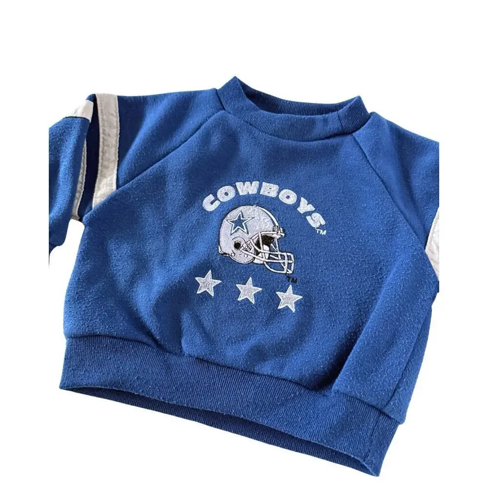 Vintage Dallas Cowboys Baby Sweatshirt 12M NFL Team Babyfair Blue Pullover